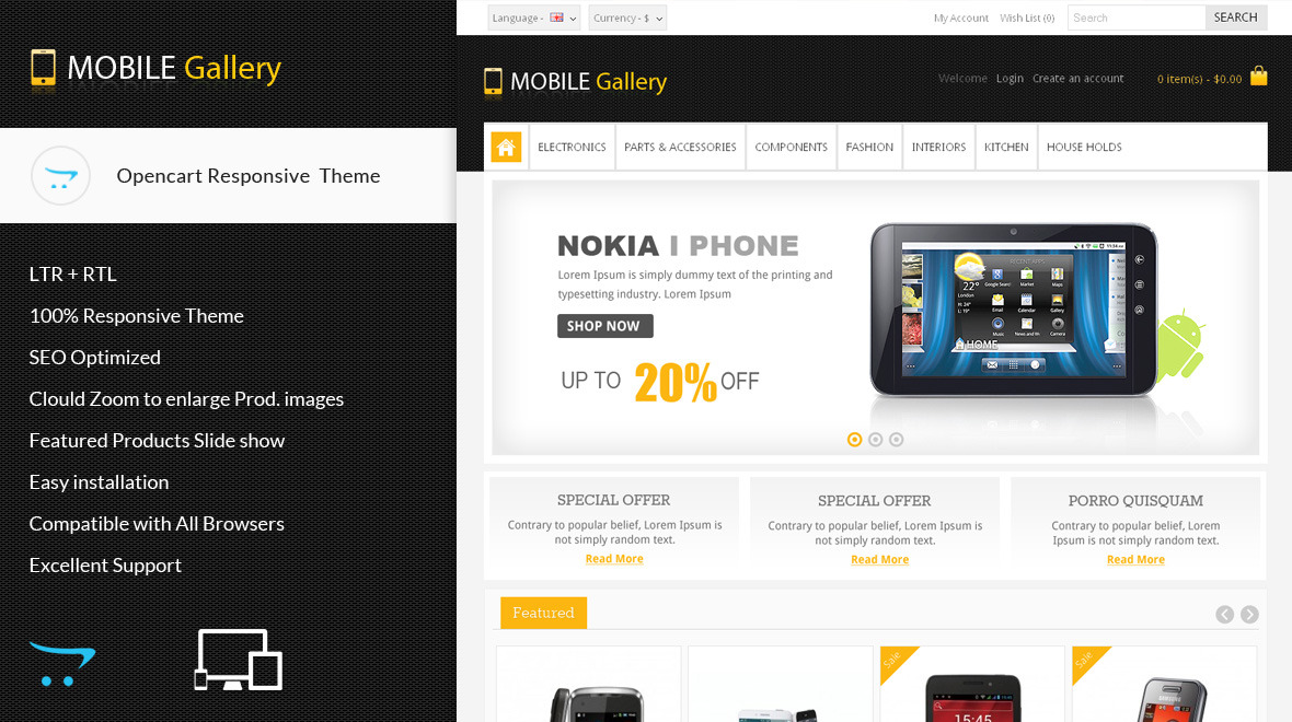 Mobile Gallery - Responsive OpenCart Theme
