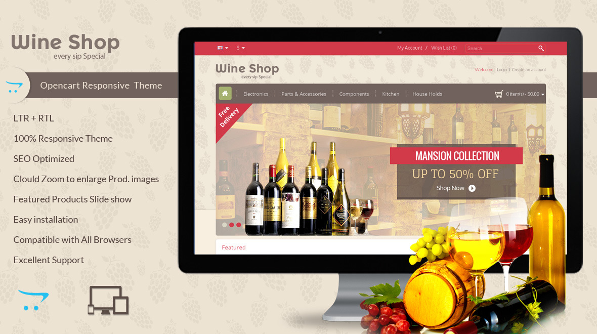 Wine Shop - Responsive OpenCart Theme