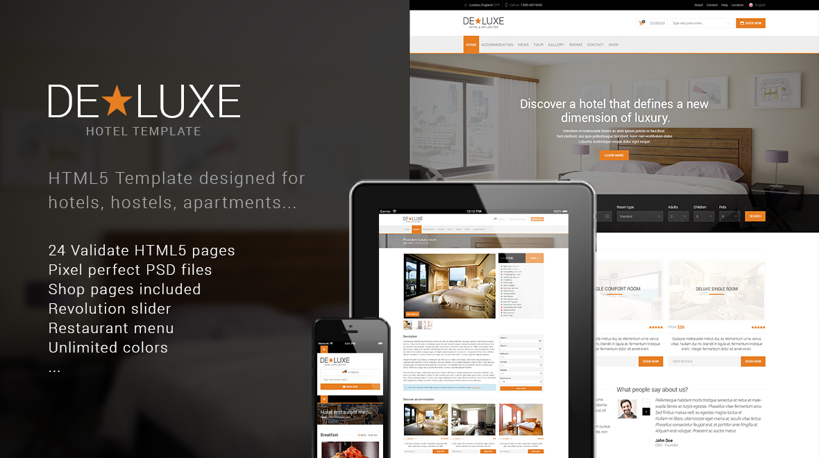 deluxe premium hotel html5