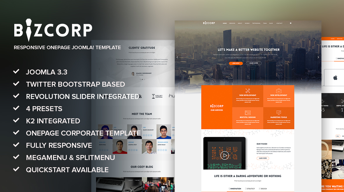 BizCorp - Responsive Onepage Joomla Template