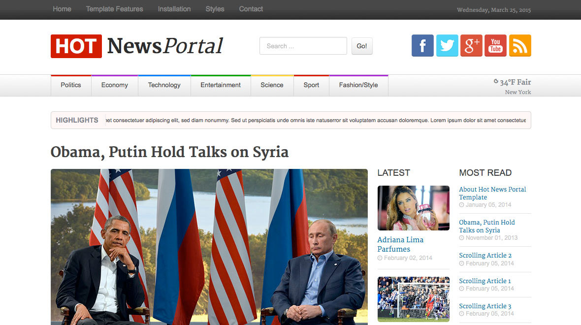 Hot News Portal Joomla Template